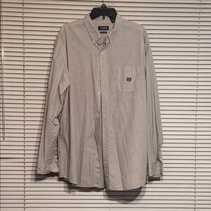 Chaps Men's Charcoal and White Patterned Button-Down Shirt